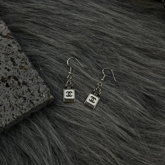 Silver Perfume Bottle Earrings