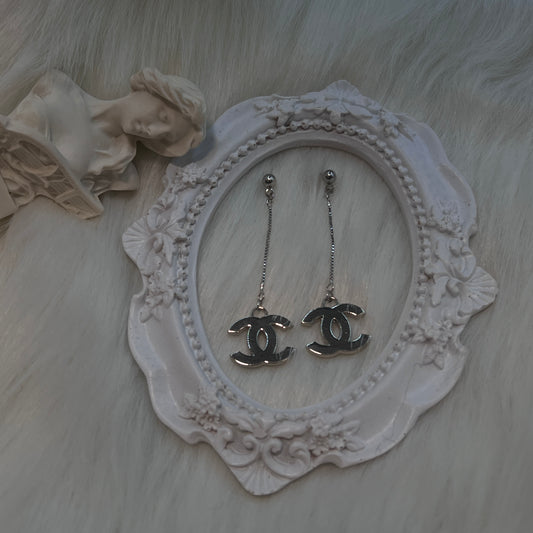 Classic Silver CC Dangle Earrings