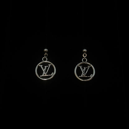 Silver L Logo Hoop Pendant Earrings